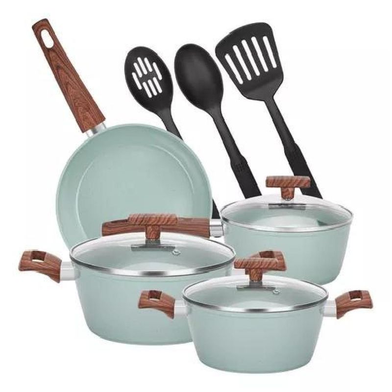 GENERICO - Bateria De Cocina 10 Piezas Antiadherente Granito