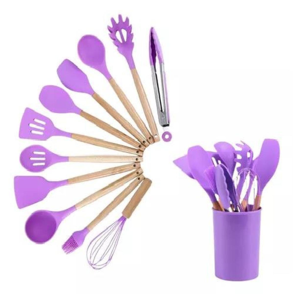 GENERICO - Set 11 Utensillos De Cocina Antiadherentes De Silicona