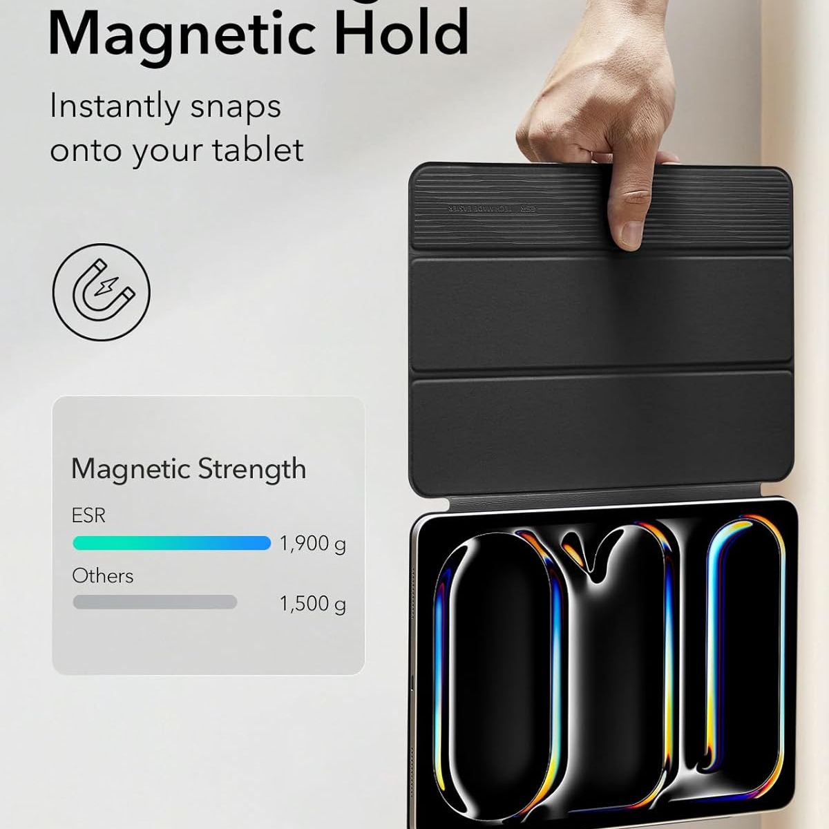 ESR - Funda ESR Para iPad Air 13 2024/ Pro12.9 Rebound Magnética Negro