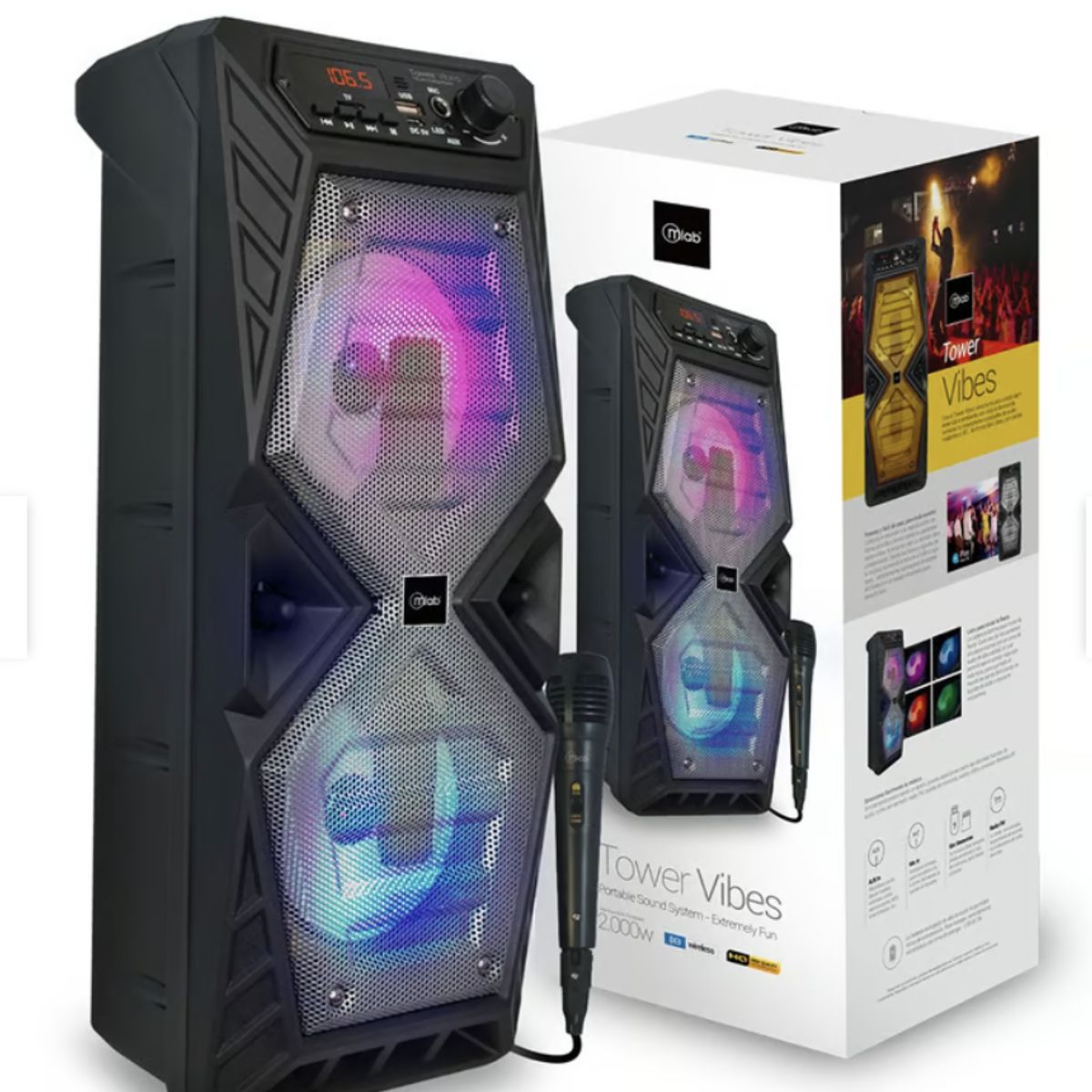 GENERICO - Parlante Bluetooth Karaoke Tower Vibes