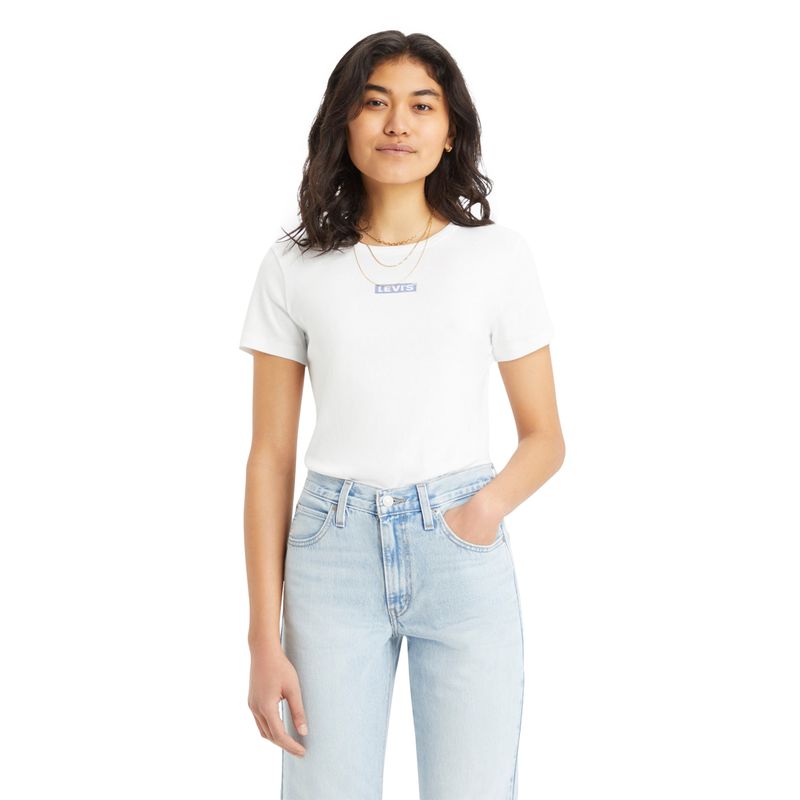 LEVIS - Polera Mujer Graphic Rickie Blanco Levis