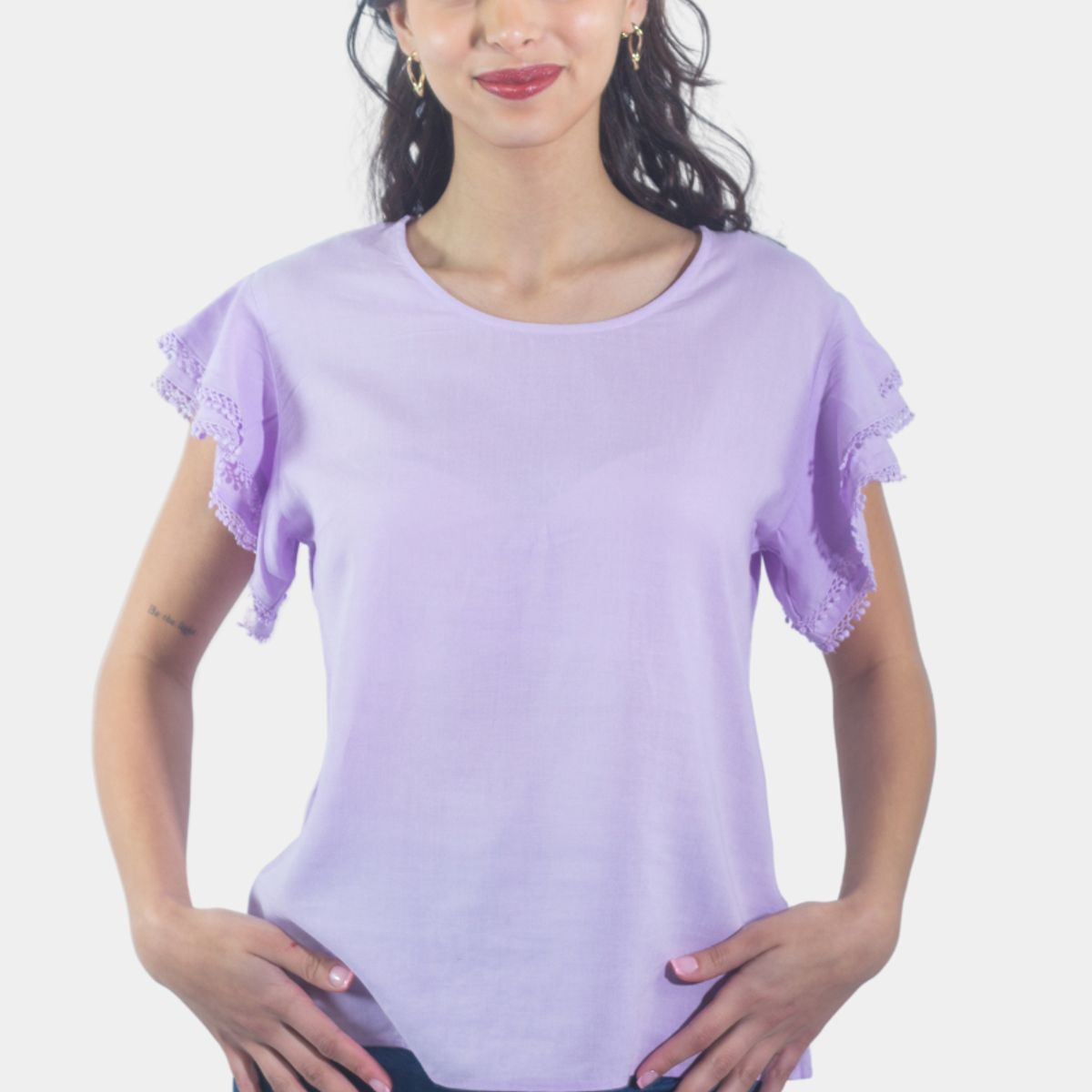 TENTATION - Bluson Broderie Manga Lila Tentation