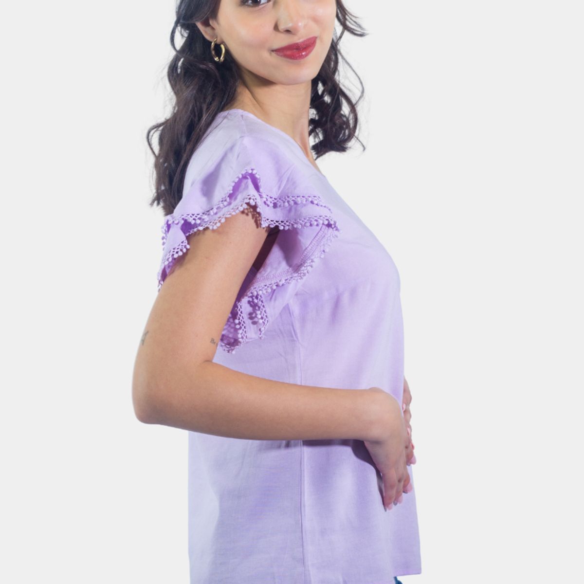 TENTATION - Bluson Broderie Manga Lila Tentation