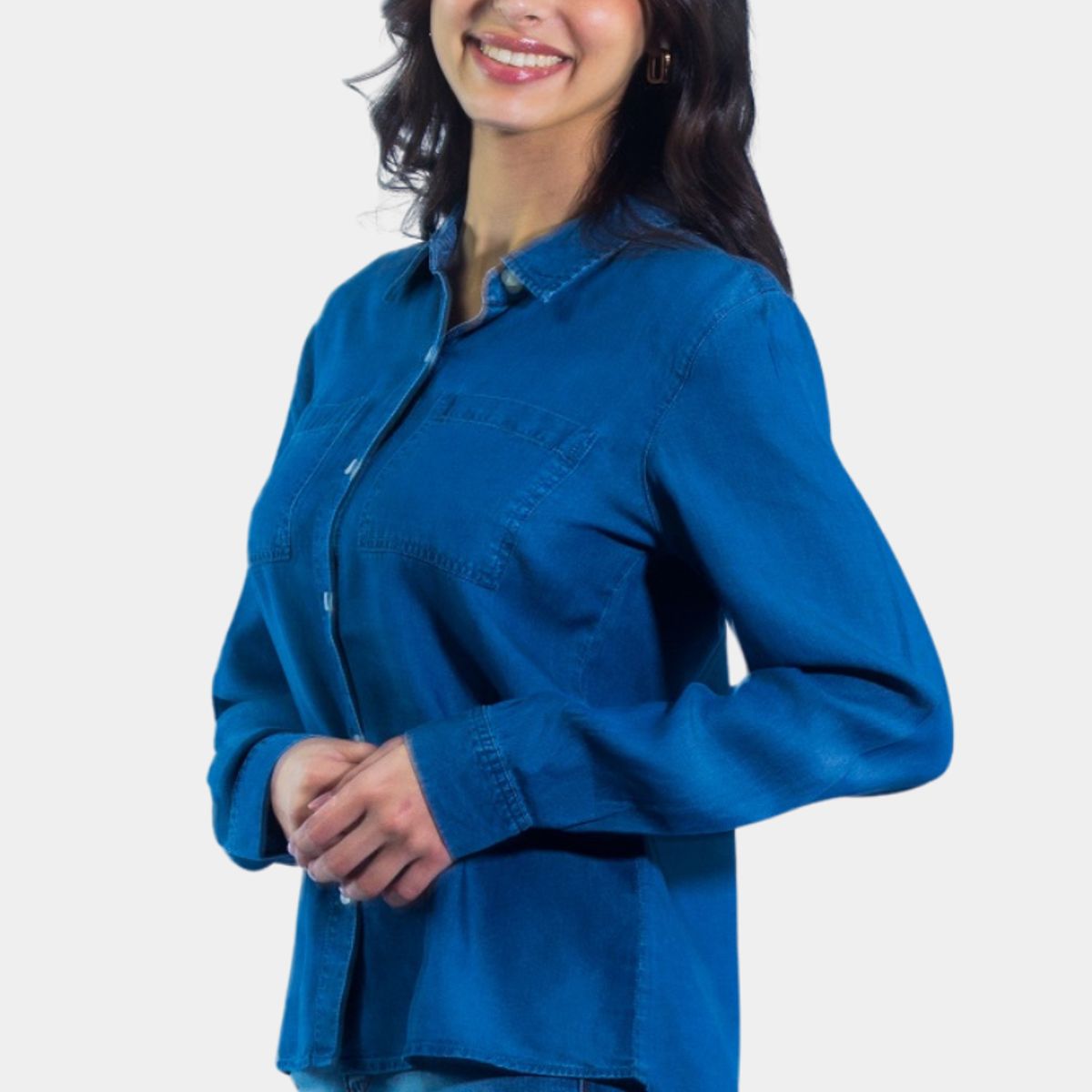 TENTATION - Blusa Tencel Azul Tentation