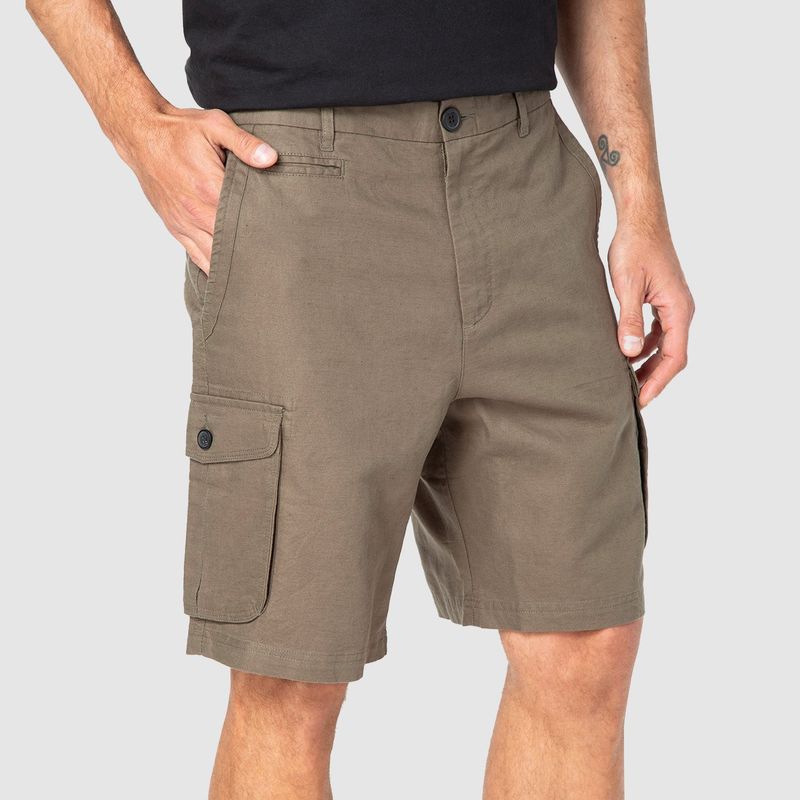 BUBBA - Short Cargo Lino Moss Black Bubba