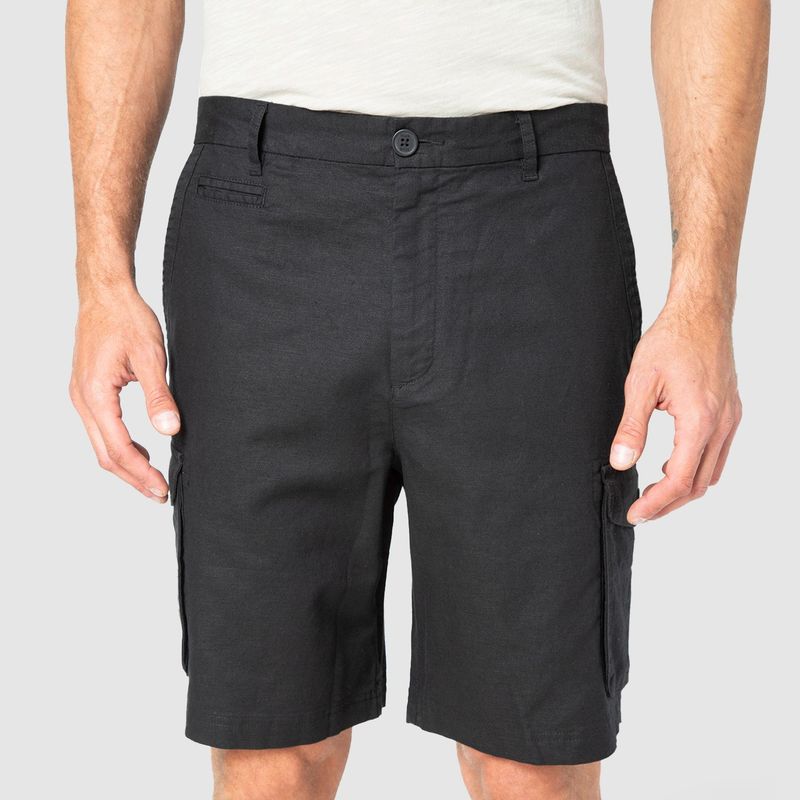 BUBBA - Short Cargo Lino Black Black Bubba