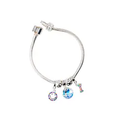 JOYAS MONTERO - Pulsera Colomba Con Baño de Oro Blanco y Cristales Genuinos Aurora Boreal