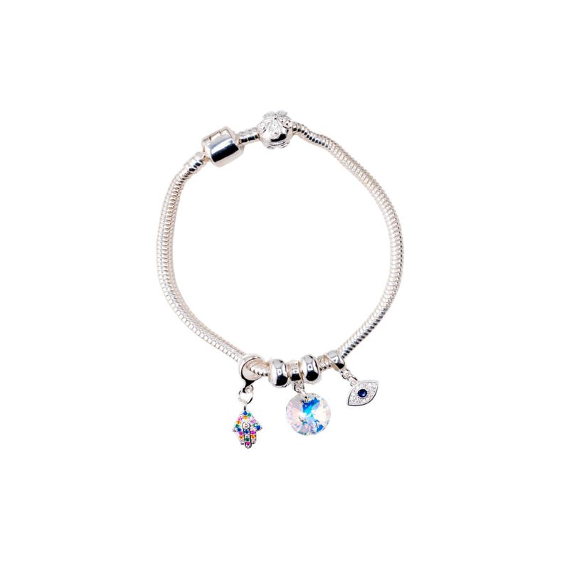 JOYAS MONTERO - Pulsera Colomba Con Baño de Oro Blanco Microcircones y Cristales Genuinos