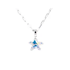 JOYAS MONTERO - Collar Chiara Silver Baño de Oro Blanco y Cristales Genuinos Aurora Boreal