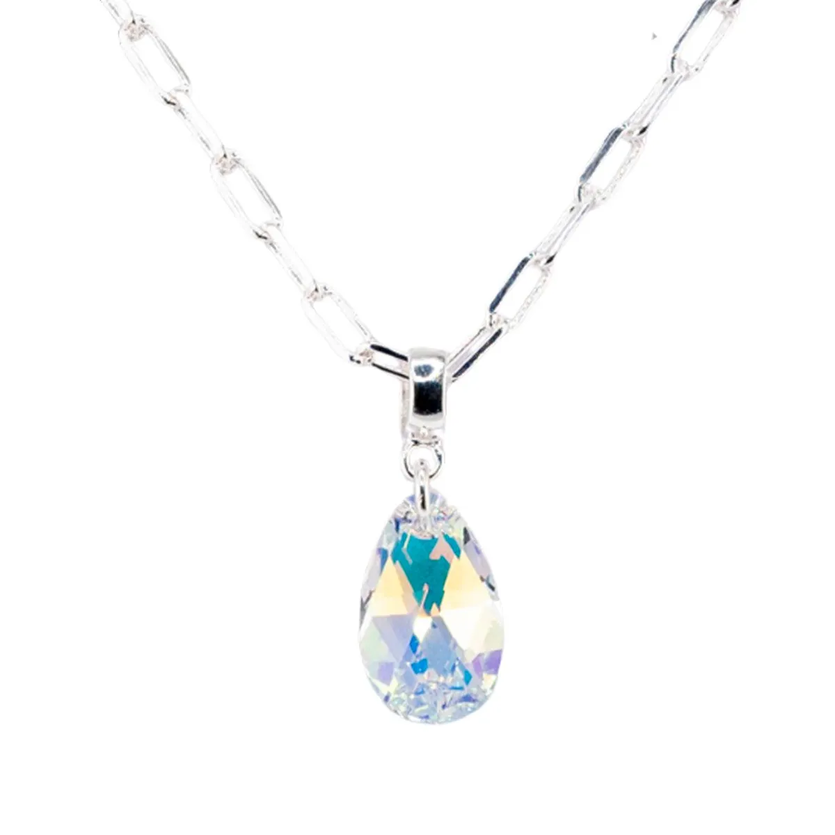 JOYAS MONTERO - Collar Chiara Palermo Baño Oro Blanco creado cristales de Swarovski® Aurora Boreal