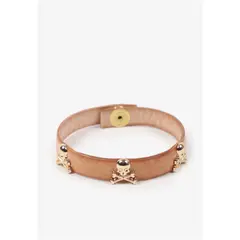 SCALPERS - Pulsera Piel Calaveras Camel