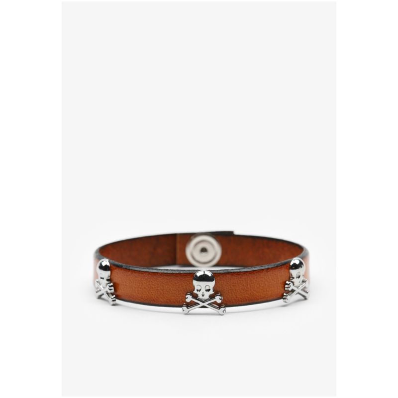 SCALPERS - Pulsera Piel Calaveras Cream