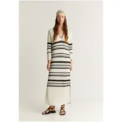 SCALPERS - Vestido Crochet Cuello Polo Blackwhite