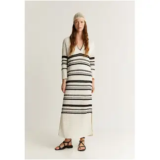 SCALPERS - Vestido Crochet Cuello Polo Blackwhite