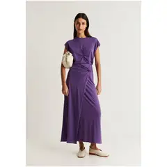 SCALPERS - Falda Midi Detalle Nudo Purple