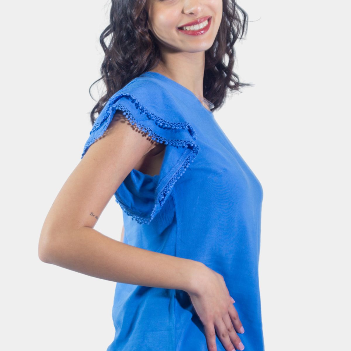 TENTATION - Bluson Broderie Manga Azul Tentation