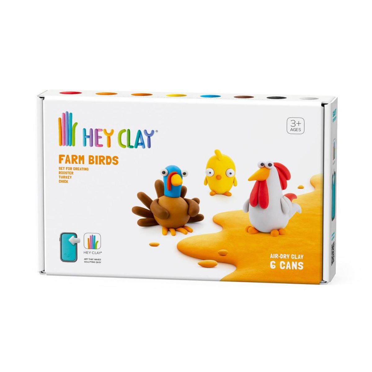 HEY CLAY - Aves de la Granja Pollo Pavo Gallo 6 Potes Hey Clay