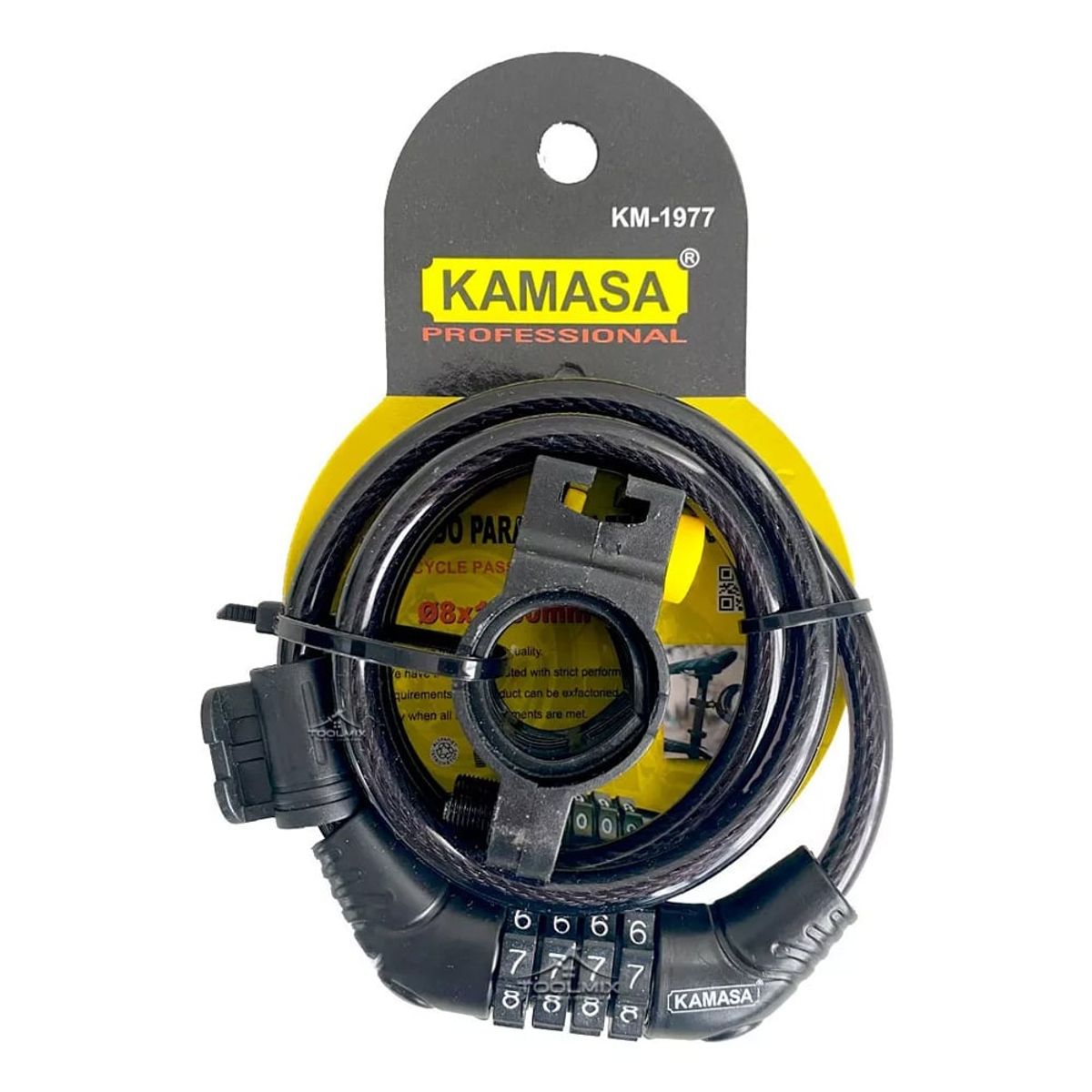 KAMASA - Candado Para Bicicleta Con Clave + Soporte