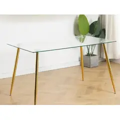 GENERICO - MESA DE VIDRIO PRINCE GOLD 160CM PATAS DORADAS