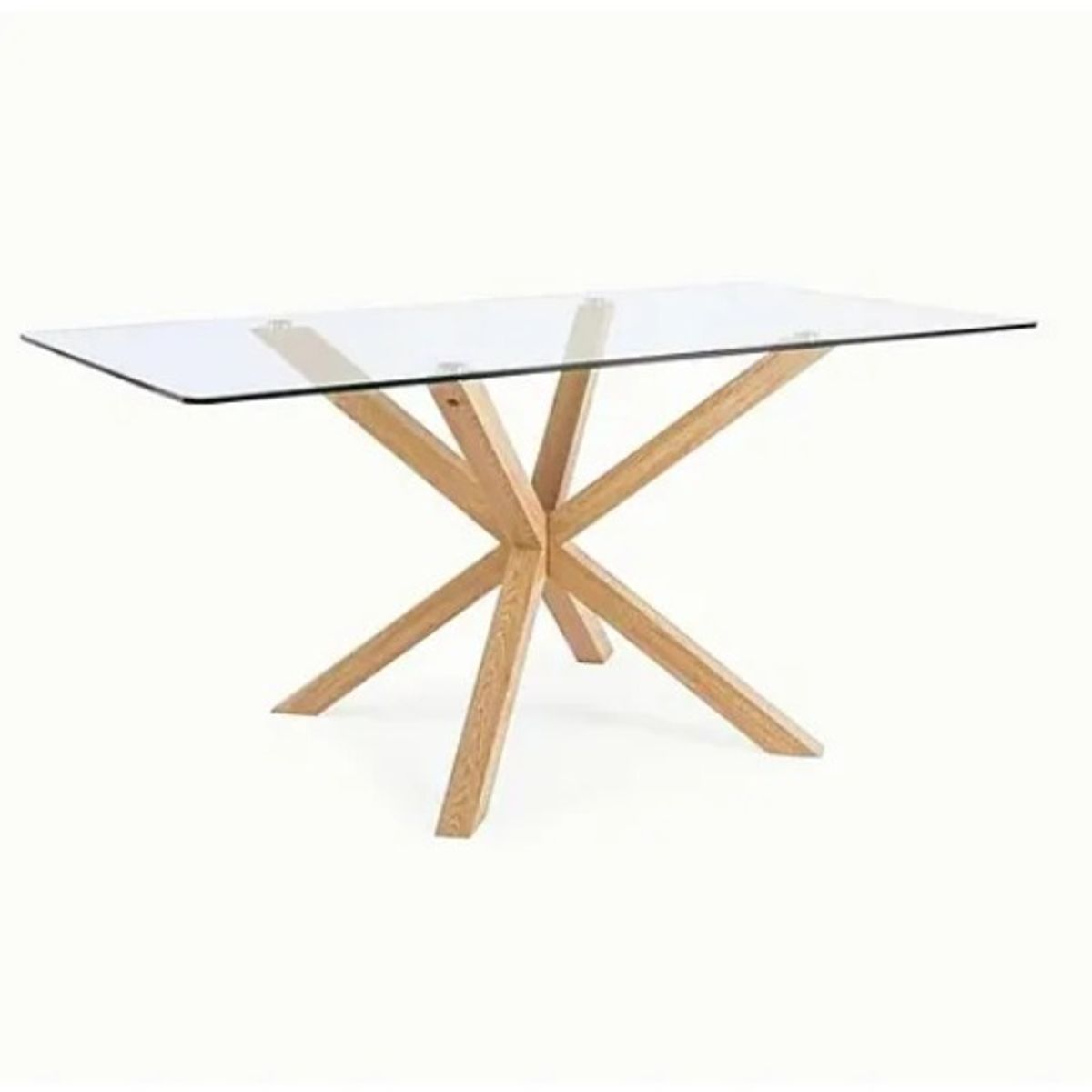 GENERICO - Mesa de vidrio Warm 160cm con patas Simil de Madera