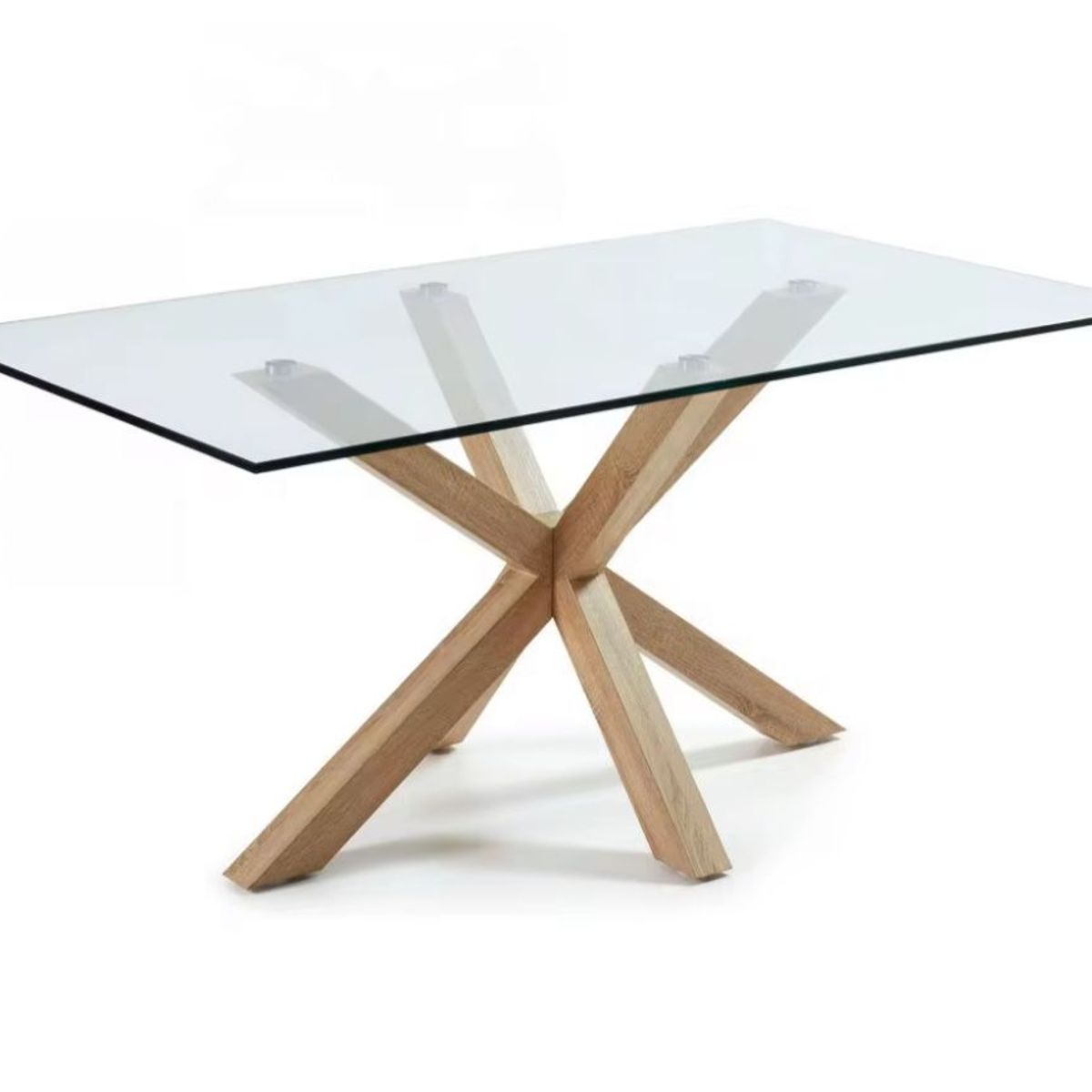 HABITA2 CHILE - Mesa de vidrio Warm 140cm con patas Simil de Madera