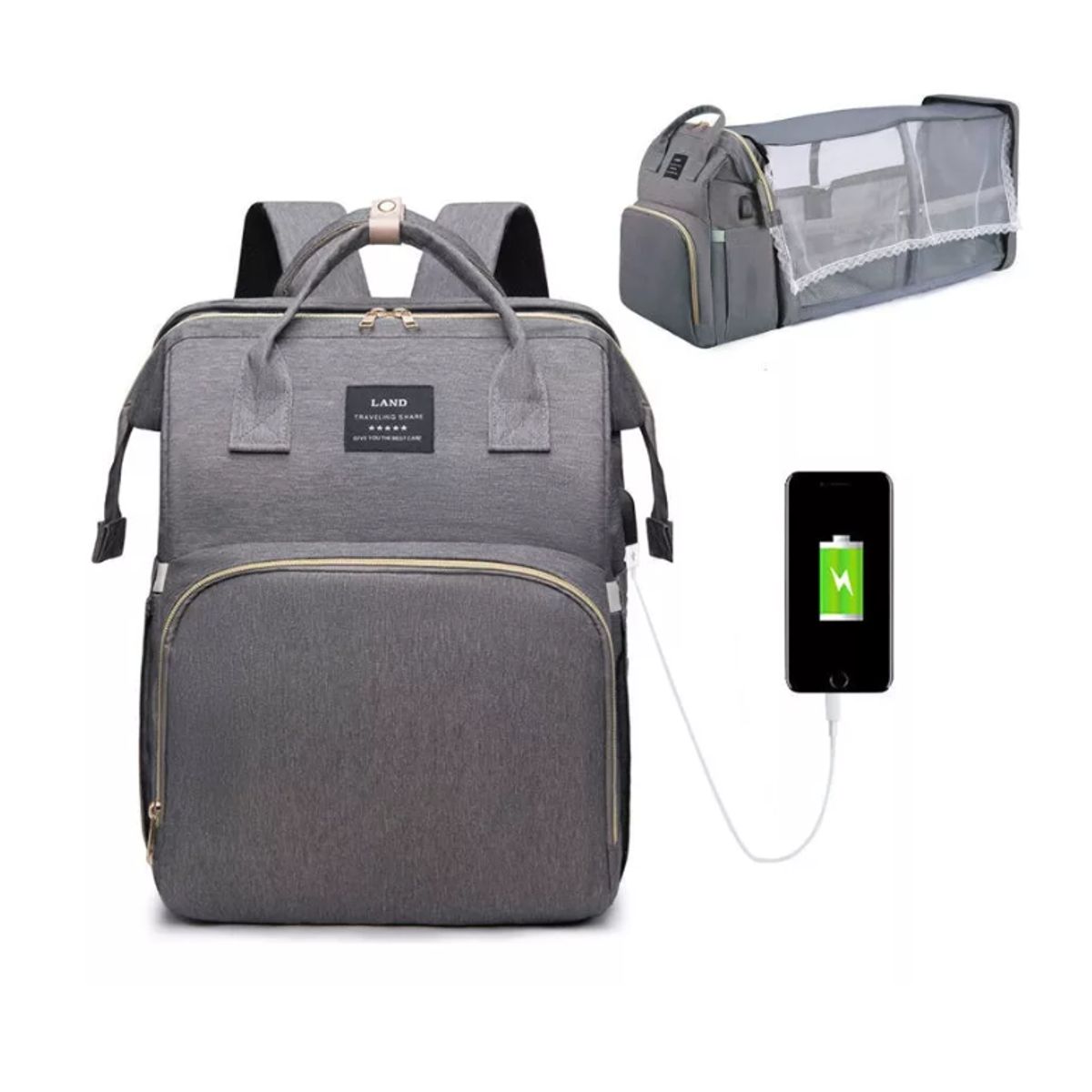 GENERICO - Bolso Mochila Cuna Plegable Impermeable Multifuncional