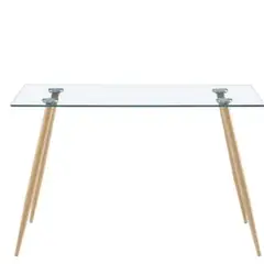 GENERICO - Mesa de vidrio Prince 130cm con patas Simil de Madera