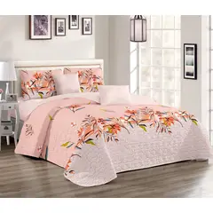 GENERICO - Cobertor tipo Quilts de Verano + Juego de Sabanas 2 plazas Flores