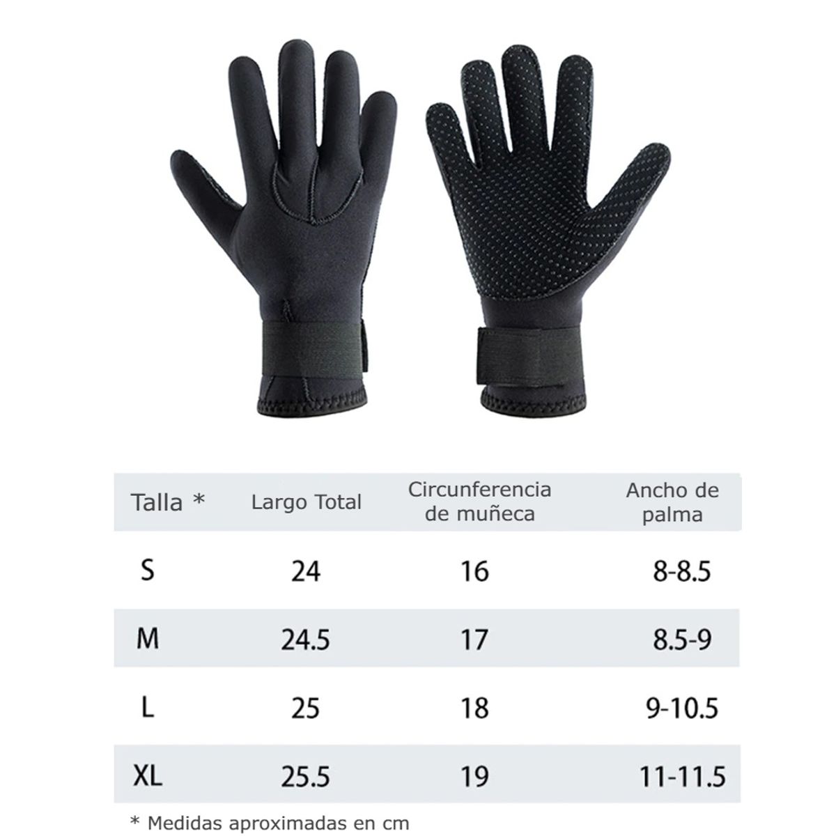 GENERICO - Guantes Neopreno 3mm Buceo Calido Ajustable Resistente - S