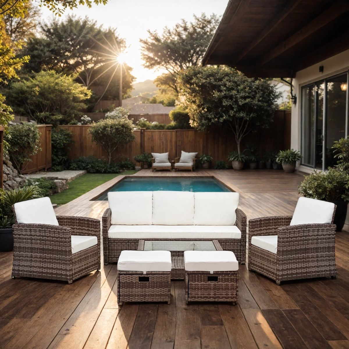 ELEMENT DESIGN - Juego de Living de Terraza lbiza 7 Personas - Modernos Marrón