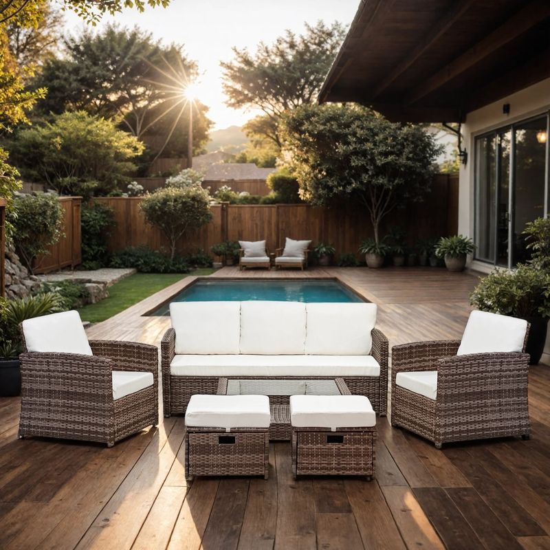 ROHE - Juego de Living de Terraza lbiza 7 Personas - Modernos Marrón