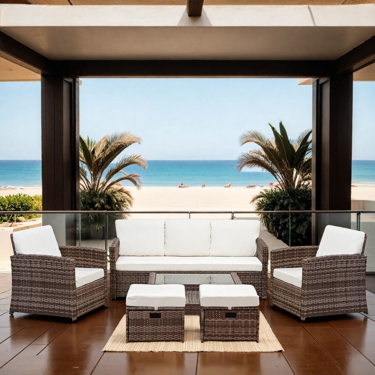 ELEMENT DESIGN - Juego de Living de Terraza lbiza 7 Personas - Modernos Marrón