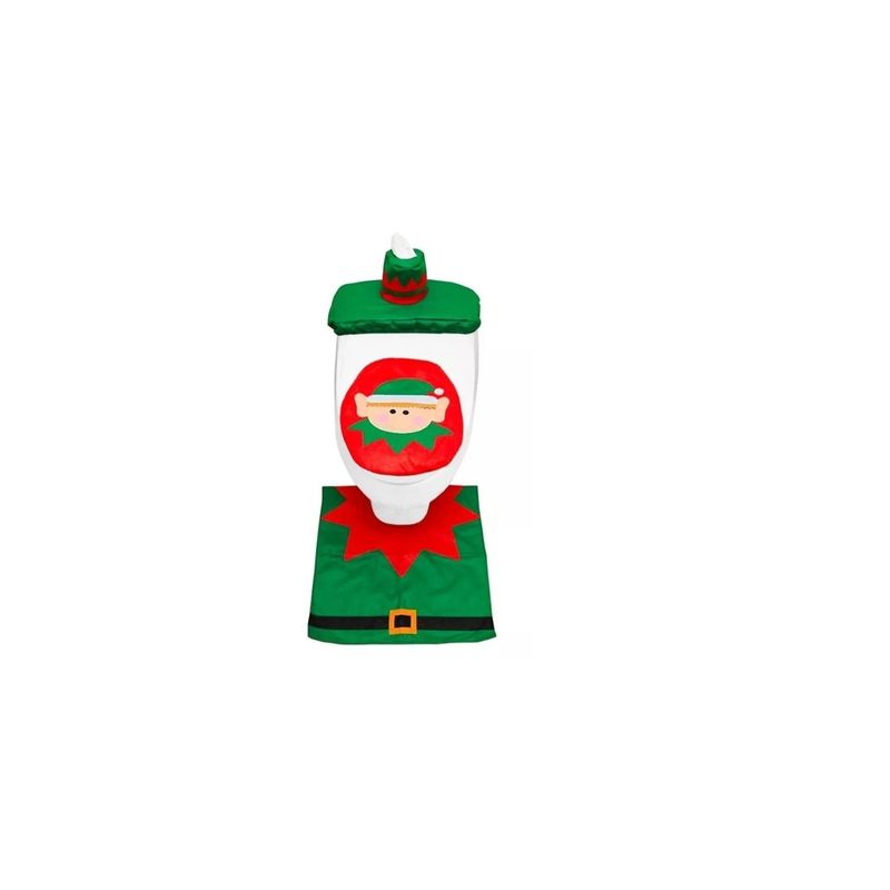 GENERICO - Set De Baño Duende 3 Piezas Adorno Navidad Decoración Green