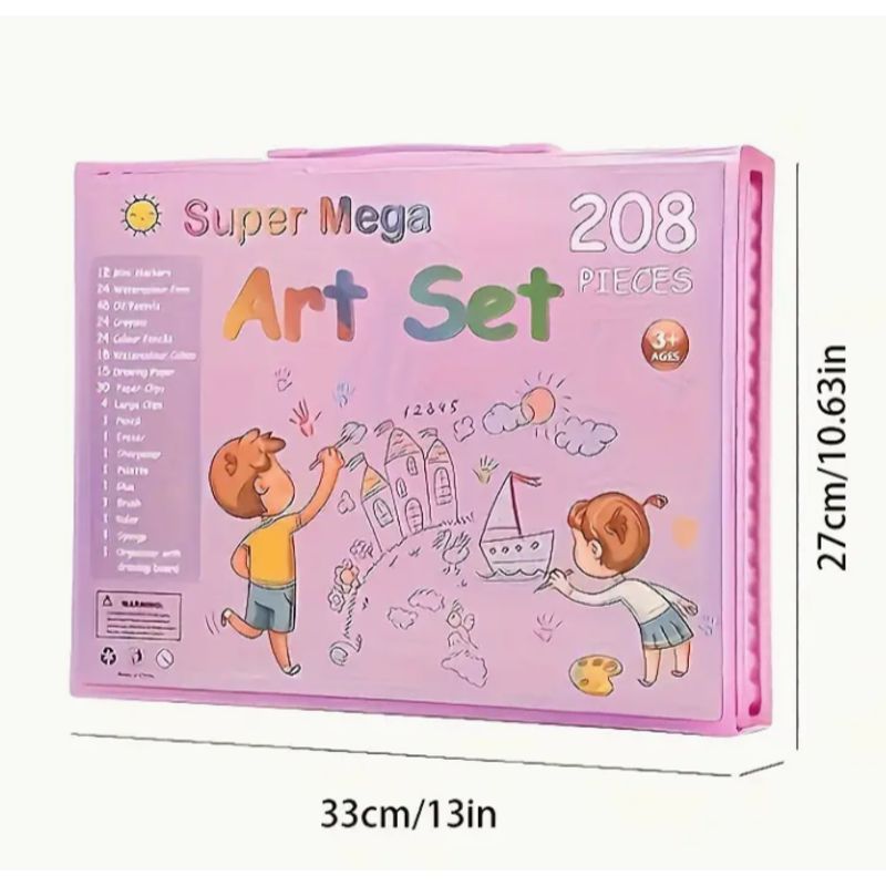 GENERICO - Set Maleta De Arte 208 Piezas Para Niños Regalo Rosa