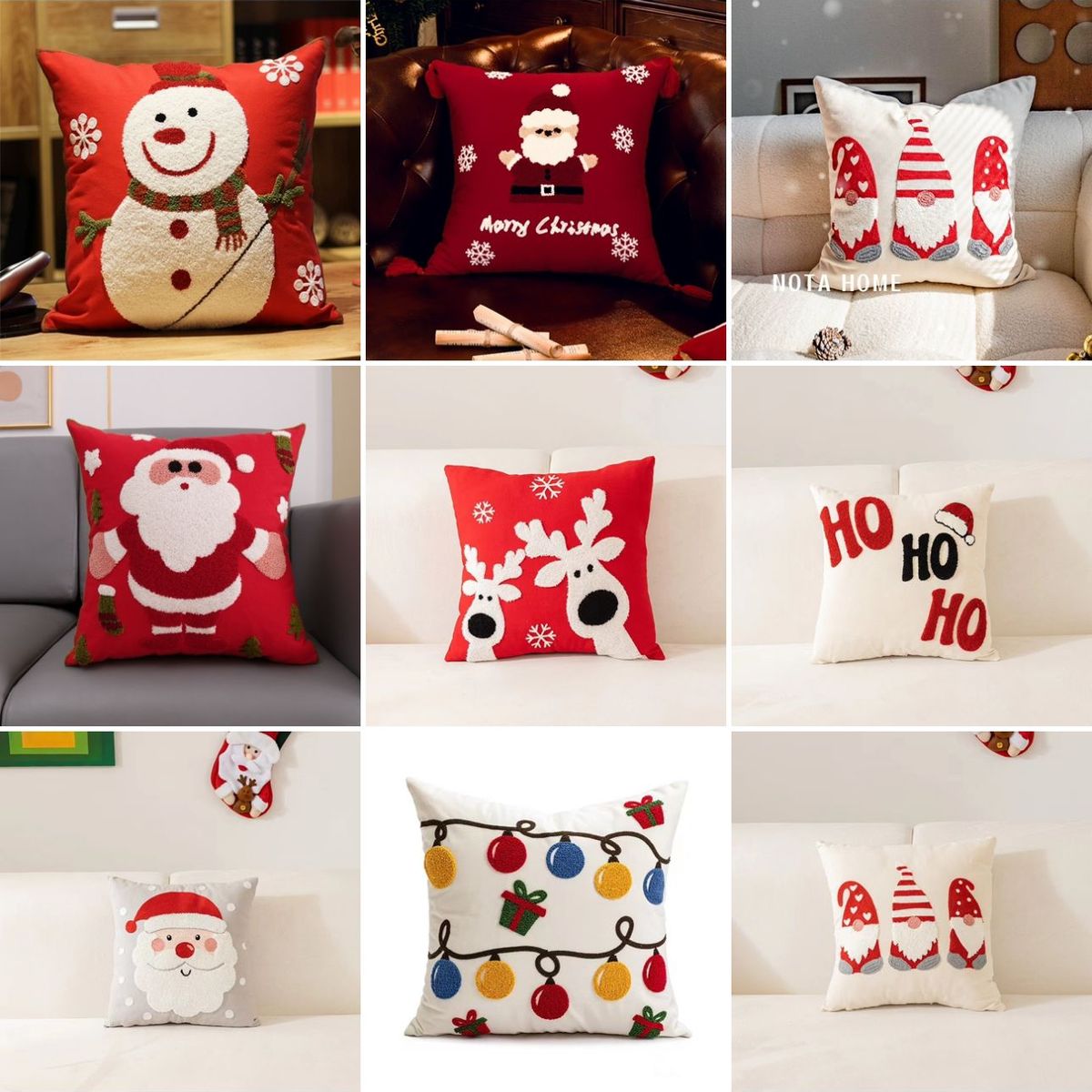 GENERICO - Funda de Cojin Navideña Con Relleno 3D Bordados