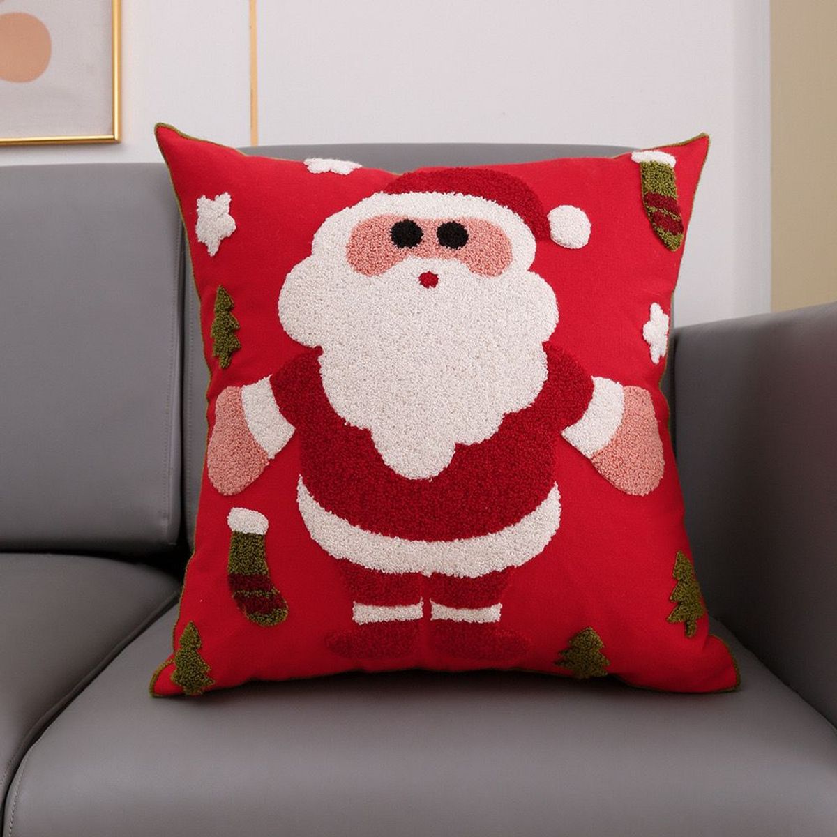 GENERICO - Funda de Cojin Navideña Con Relleno 3D Bordados