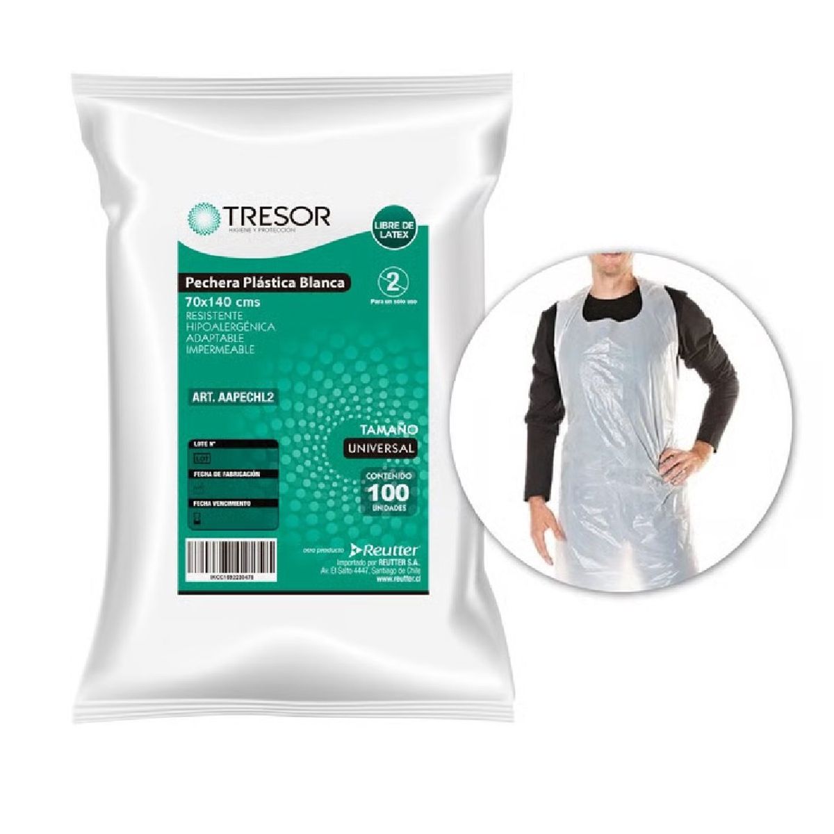 CRANBERRY - Pechera Desechable Sin Mangas 70x140cm Tresor 100 Unidades