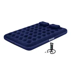 BESTWAY - Colchon inflable queen con inflador+2 cojin azul