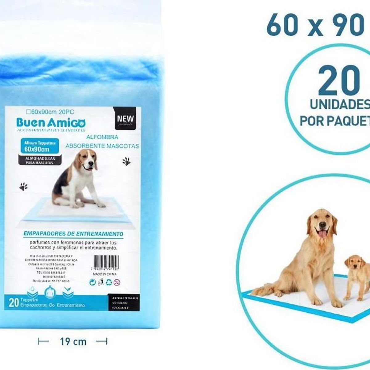 GENERICO - Sabanillas Entrenamiento para Perros 20 Unidades 60x90
