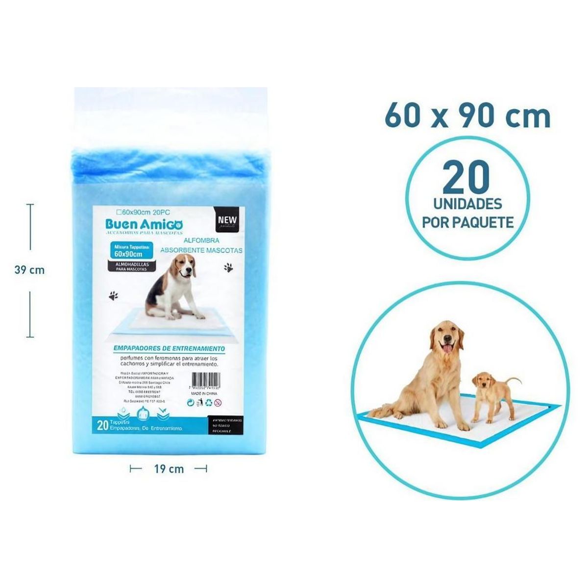 GENERICO - Sabanillas Entrenamiento para Perros 20 Unidades 60x90