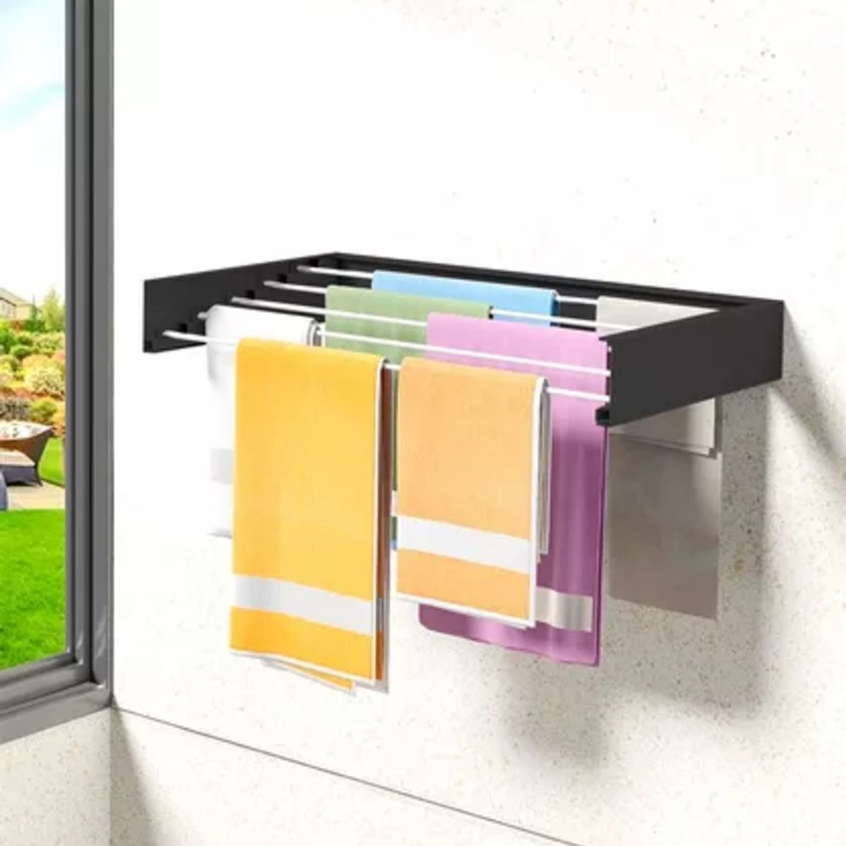 MOBOI - Tendedero Ropa Plegable Retráctil De Pared Multiusos 80cm