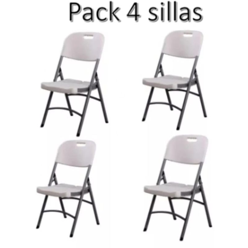 GENERICO - Pack 4 Sillas Plegable Blancas Camping Evento Terraza, Eventos