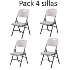 GENERICO - Pack 4 Sillas Plegable Blancas Camping Evento Terraza, Eventos