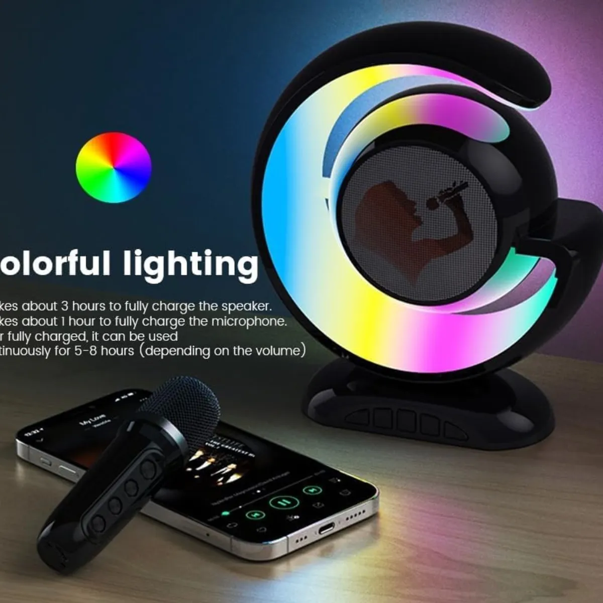 OEM - Parlante Altavoz Bluetooth Portátil Con 2 Micrófonos Inalámbricos