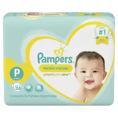 PAMPERS - Pañal Premium Care Pequeño P x36 Uds
