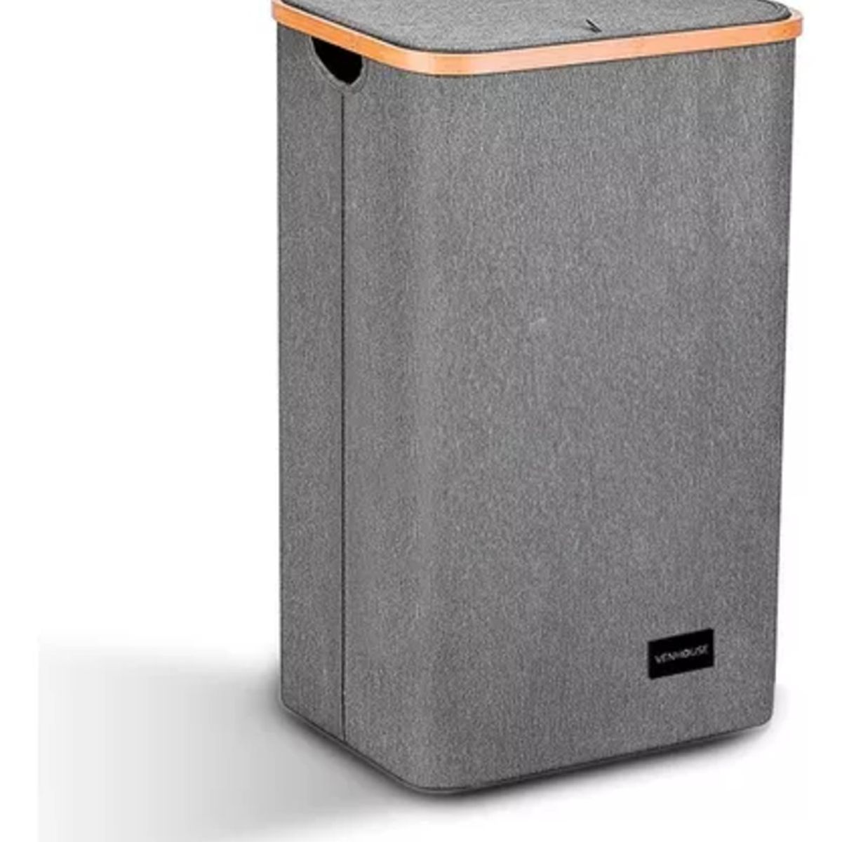 MOBOI - Canasto Cesta Ropa Sucia Plegable Borde Bambú 100l Gris