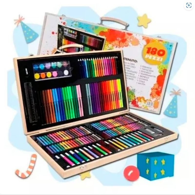 GENERICO - Maleta De Madera / Set De Arte 180 Pcs Lápices Para Colorear