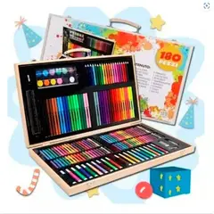 GENERICO - Maleta De Madera / Set De Arte 180 Pcs Lápices Para Colorear