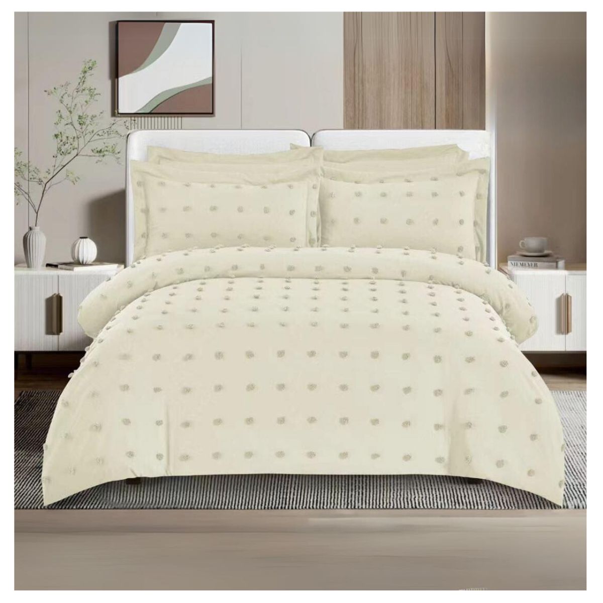 GENERICO - Cubrecama Quilt De Verano Diseño Mini Pompón 2 Plazas