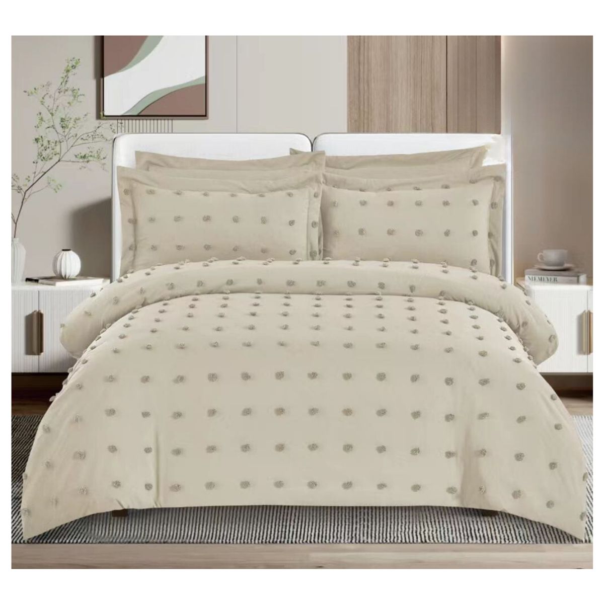GENERICO - Cubrecama Quilt De Verano Diseño Mini Pompón 2 Plazas